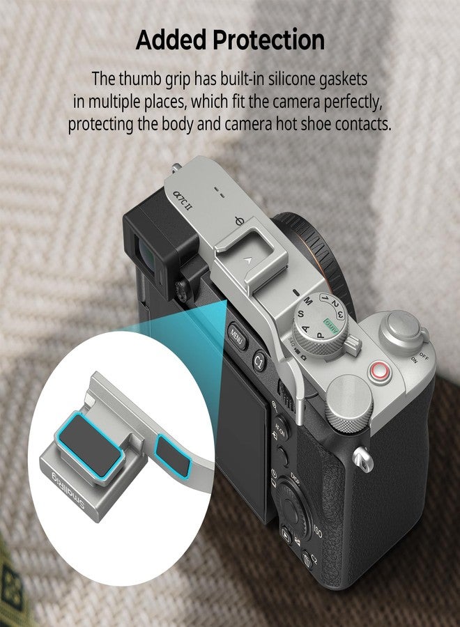 سمول ريج مقبض الإبهام SMALLRIG لكاميرات سوني ألفا 7C II/ألفا 7CR / ألفا 7C، تصميم مريح، قاعدة تثبيت مدمجة، للإضاءة والميكروفون، وزن 8 غرام فقط (فضي) - 4818 - Image 2